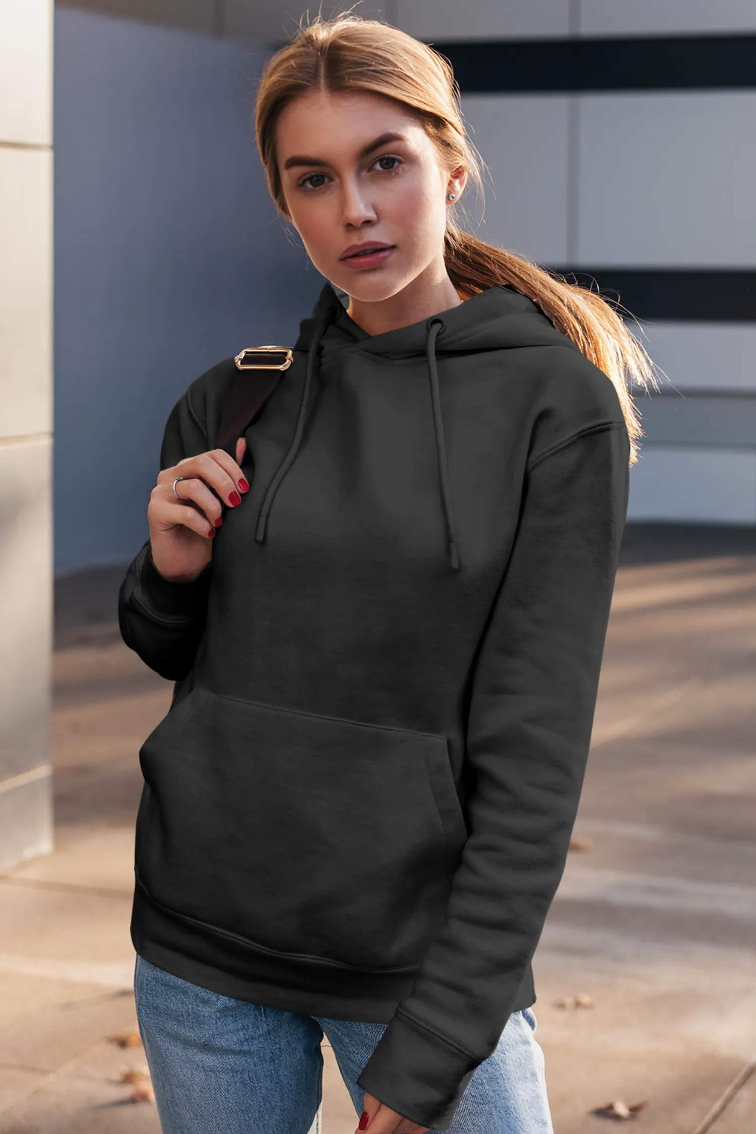 Plain Black Hoodie For Women