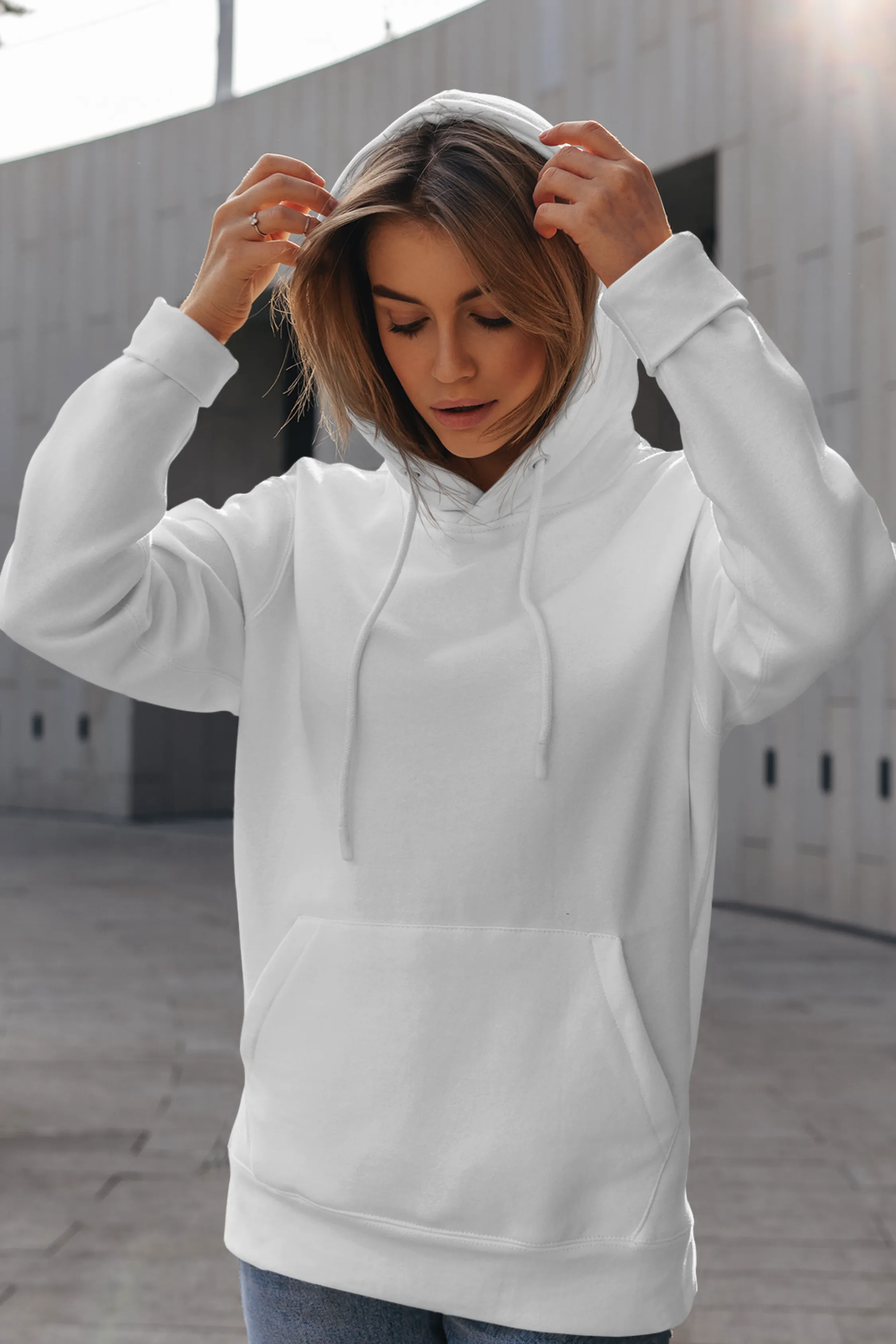 Plain White Hoodie For Women