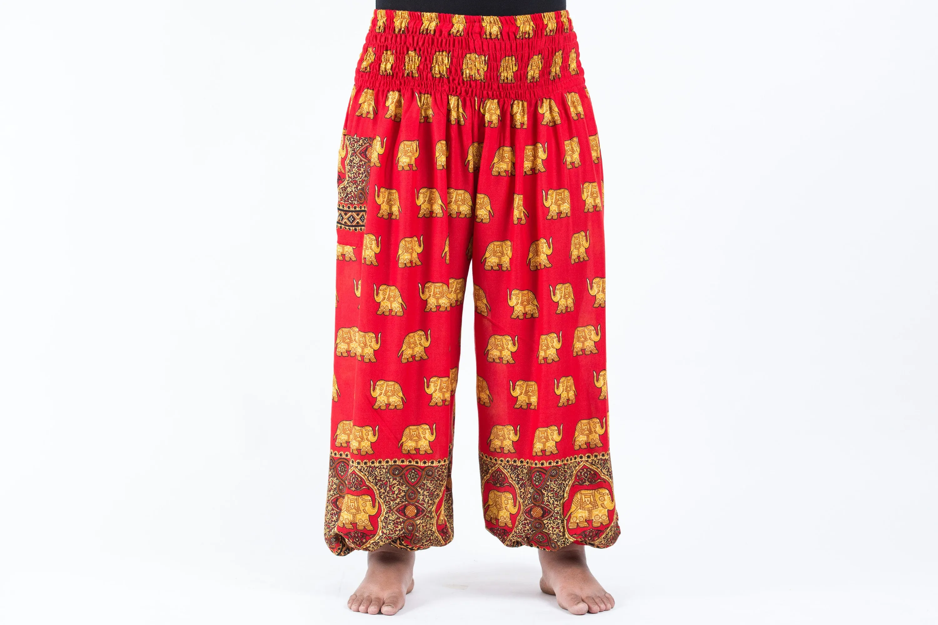 Plus Size Golden Elephant Women's Elephant Pants in Red