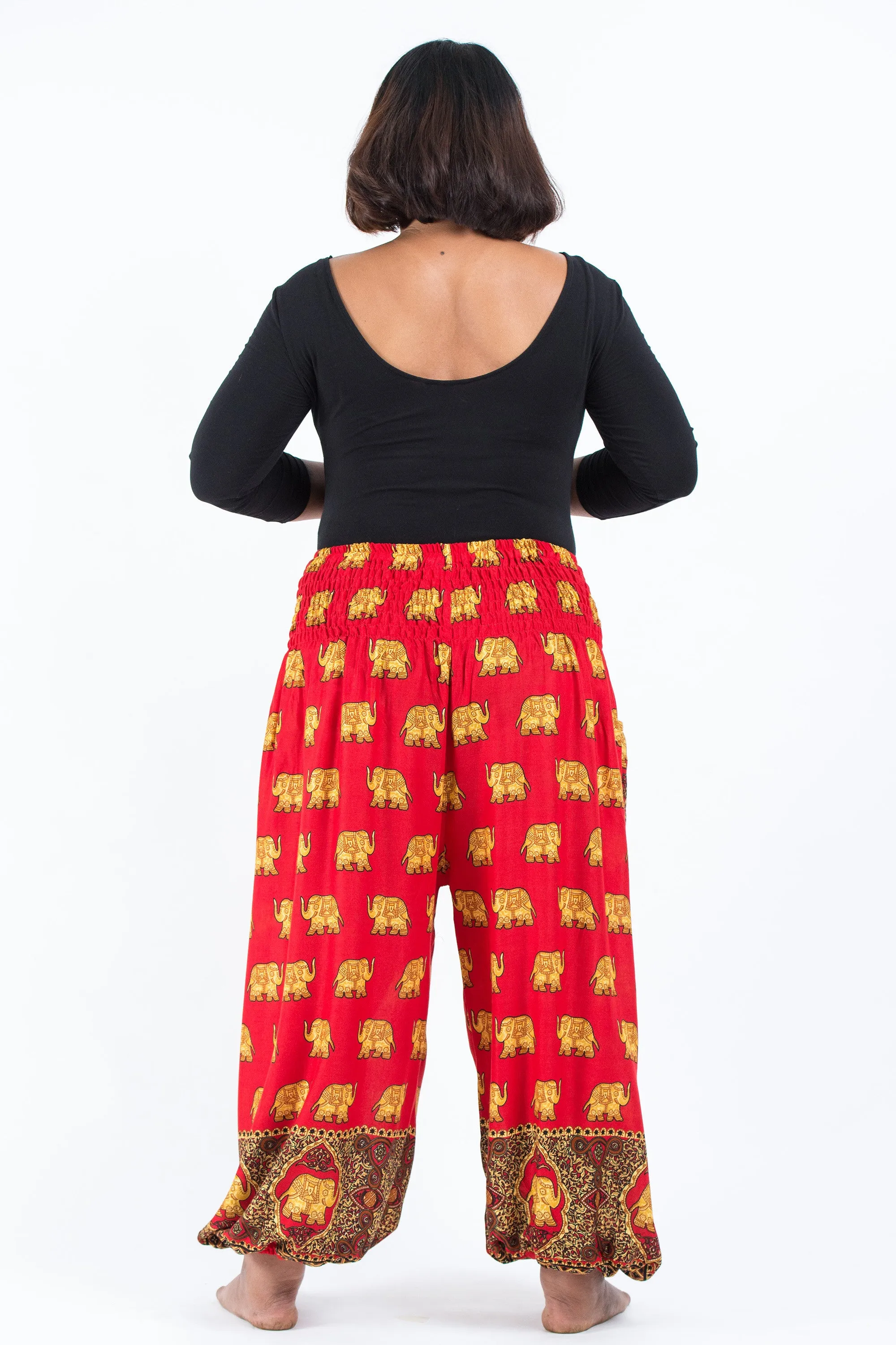 Plus Size Golden Elephant Women's Elephant Pants in Red