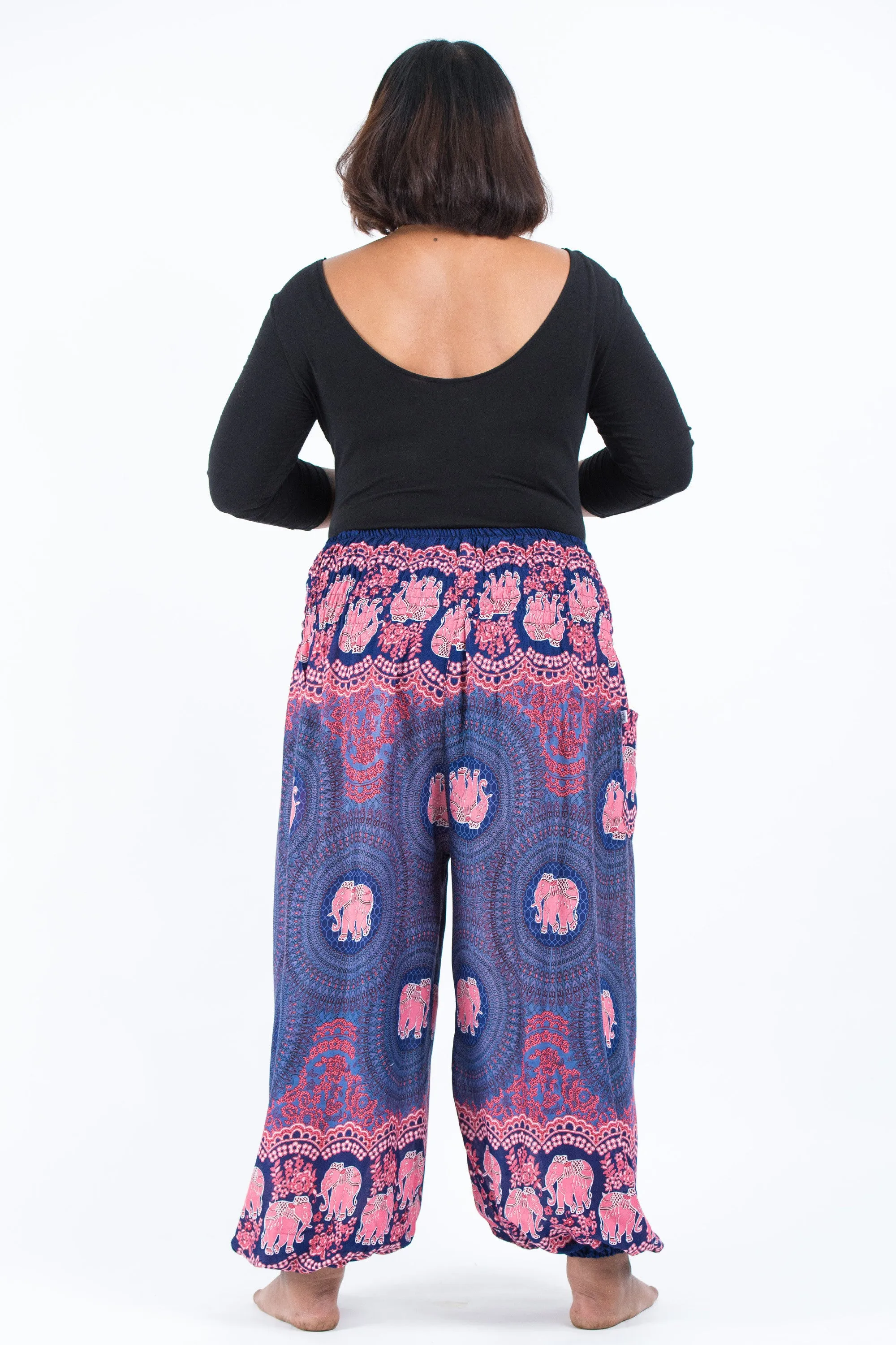 Plus Size Mandala Elephant Women's Elephant Pants in Blue