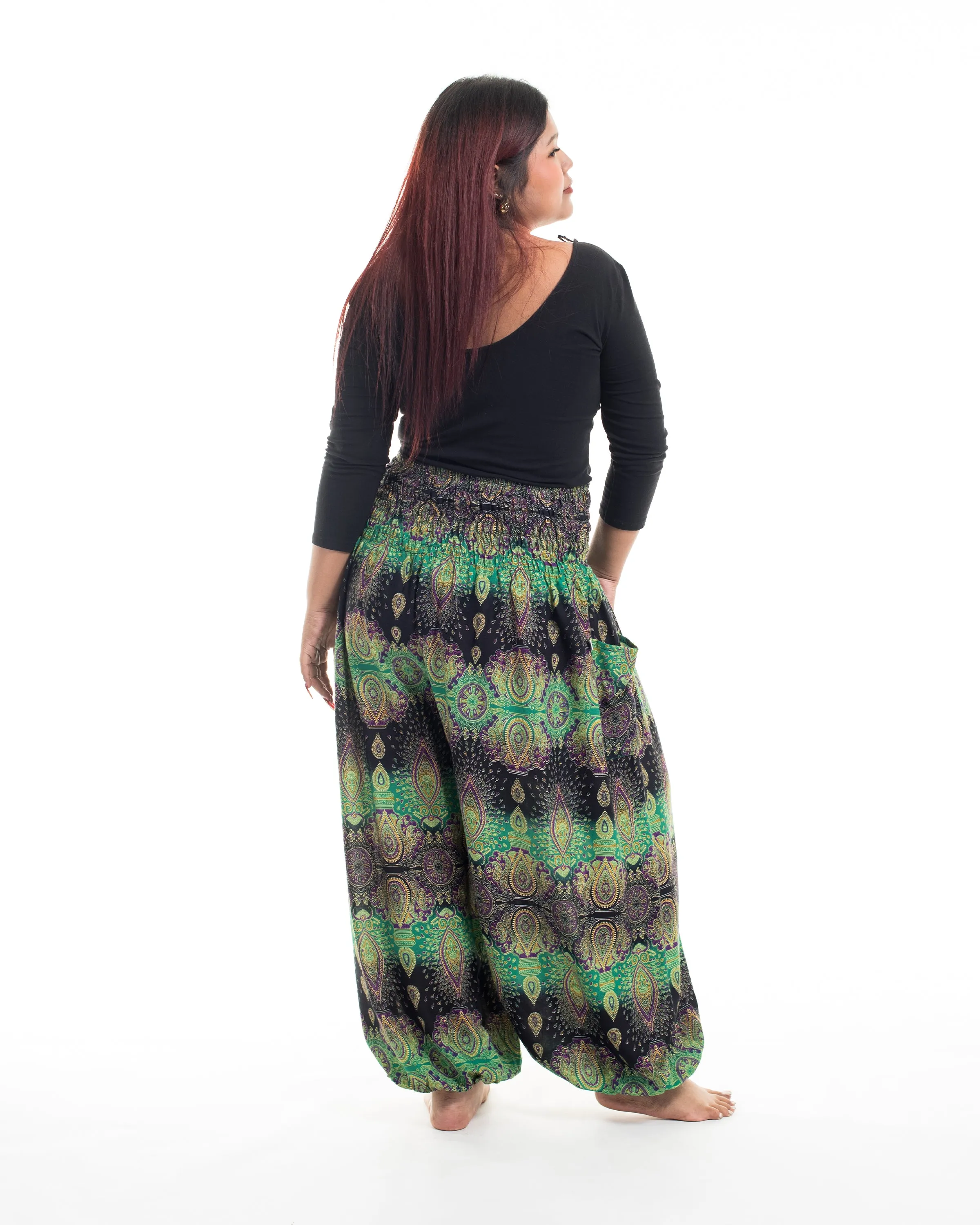 Plus Size Paisley Women's Harem Pants in Green