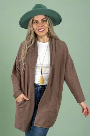 Pocket Stitch Textured Cardigan - Mauve