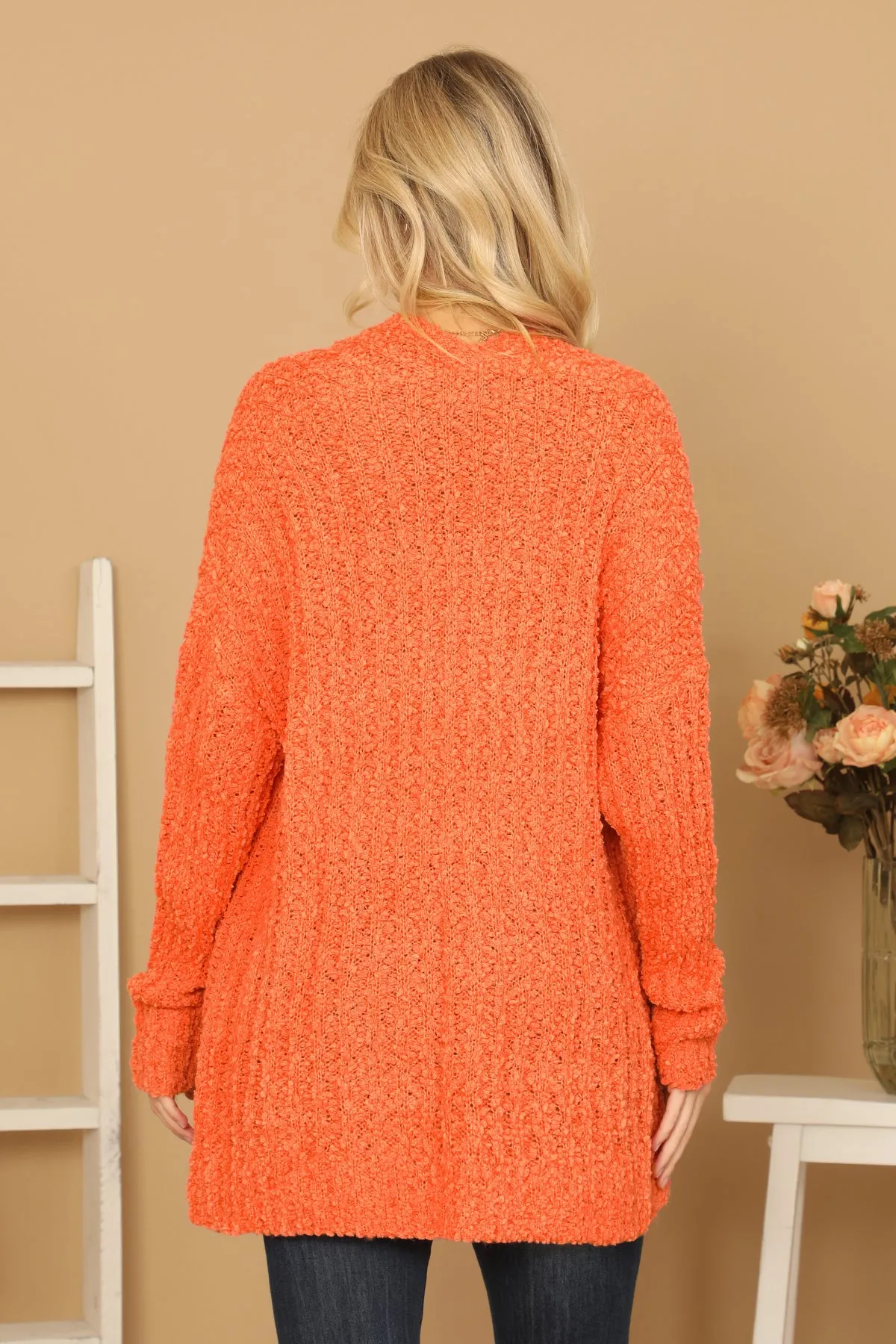 POPCORN FRONT POCKET OPEN CARDIGAN