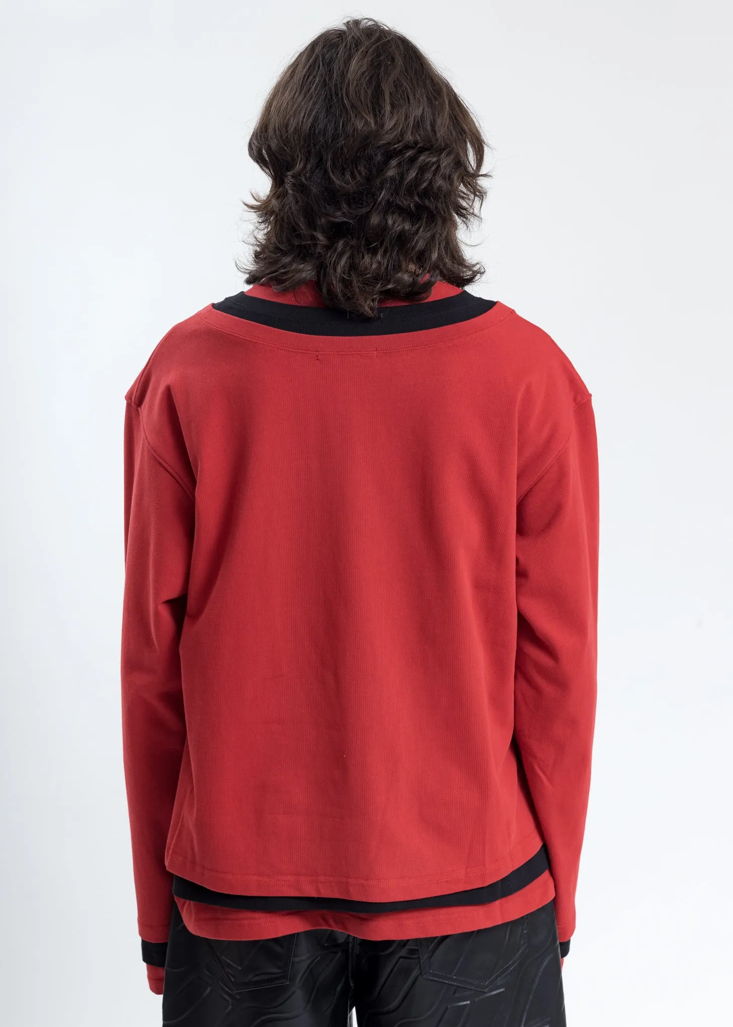 Red Triple Layer Crewneck