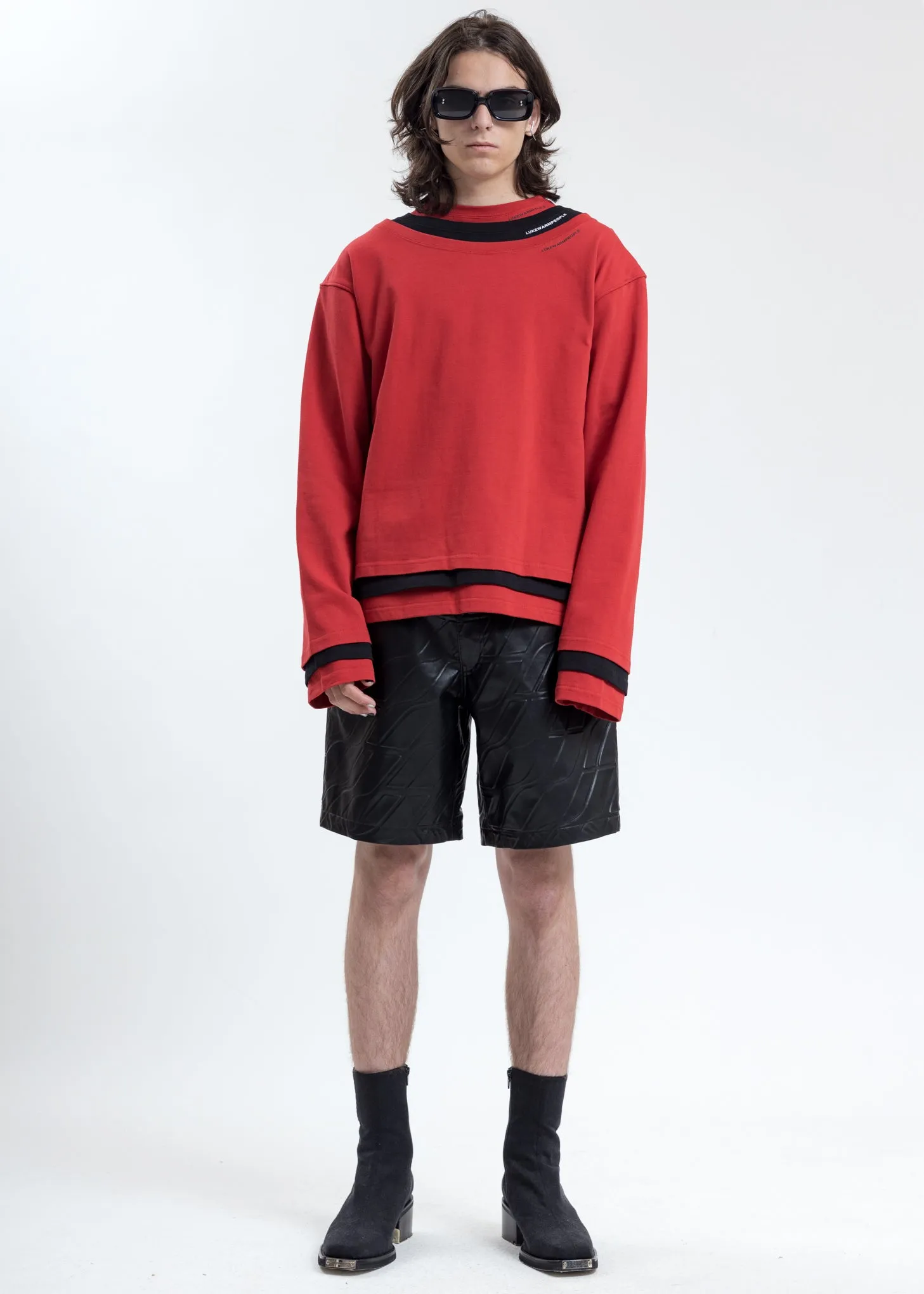Red Triple Layer Crewneck