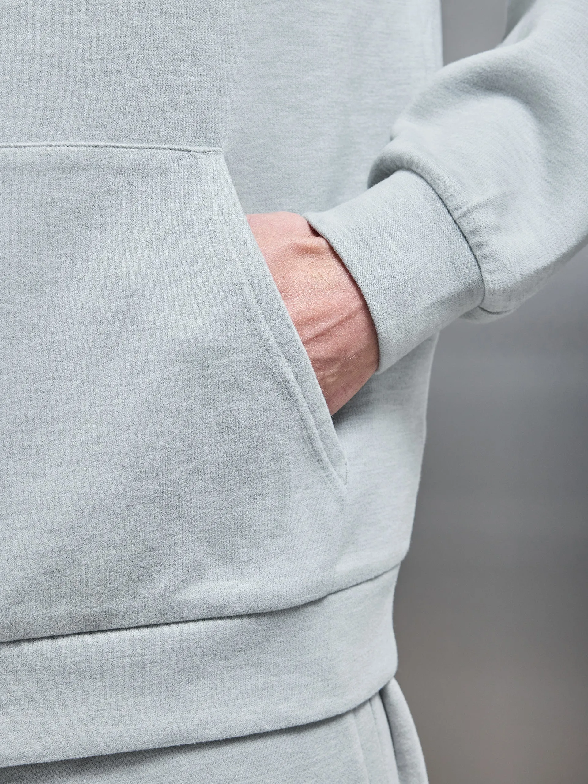Relaxed Fit Knitted Hoodie in Marl Grey