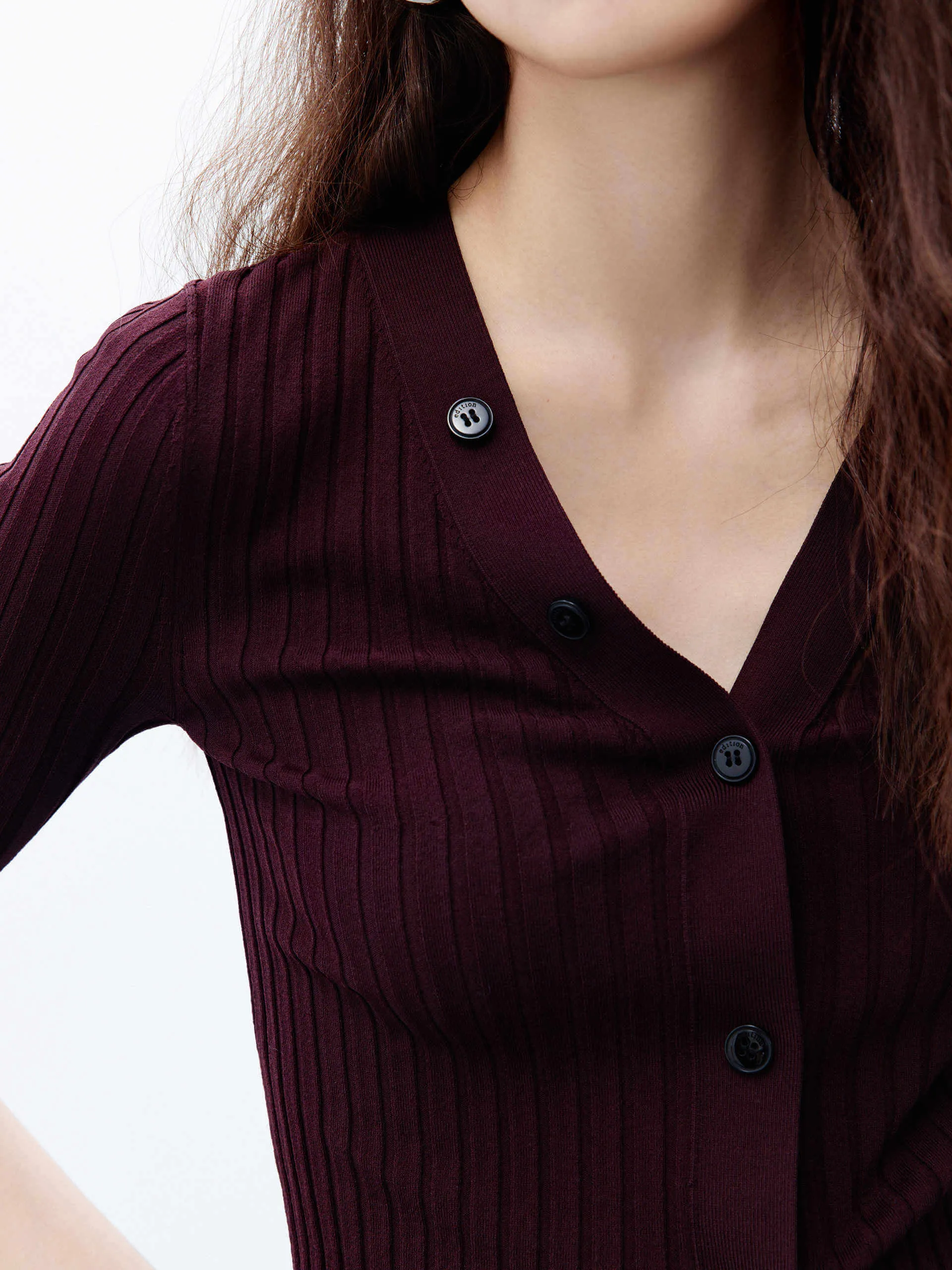 Ribbed Fitted Cardigan