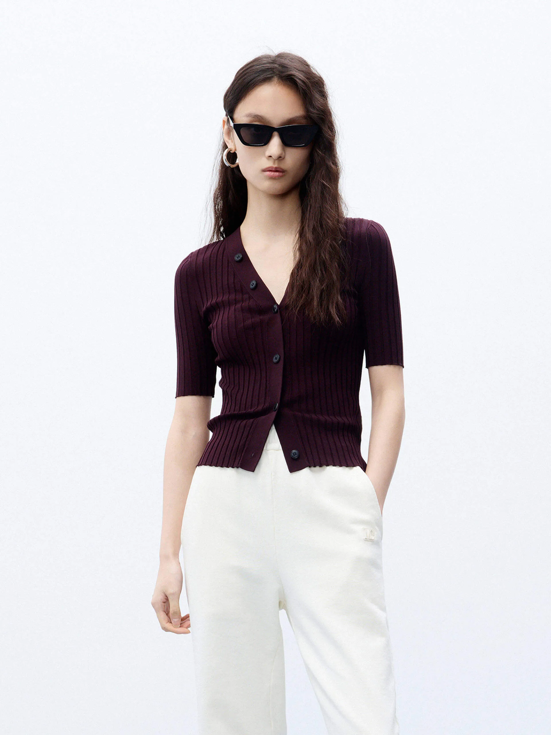 Ribbed Fitted Cardigan