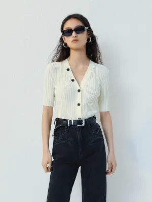Ribbed Fitted Cardigan