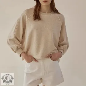 Round Neck Lantern Sleeves Pullover