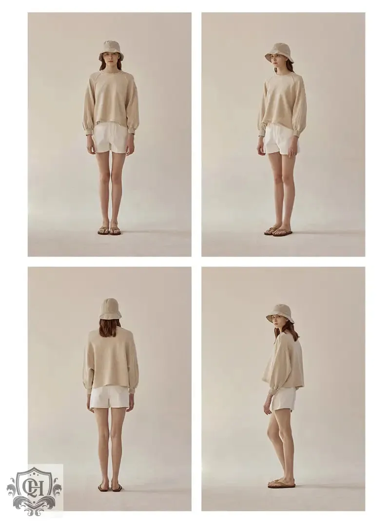 Round Neck Lantern Sleeves Pullover