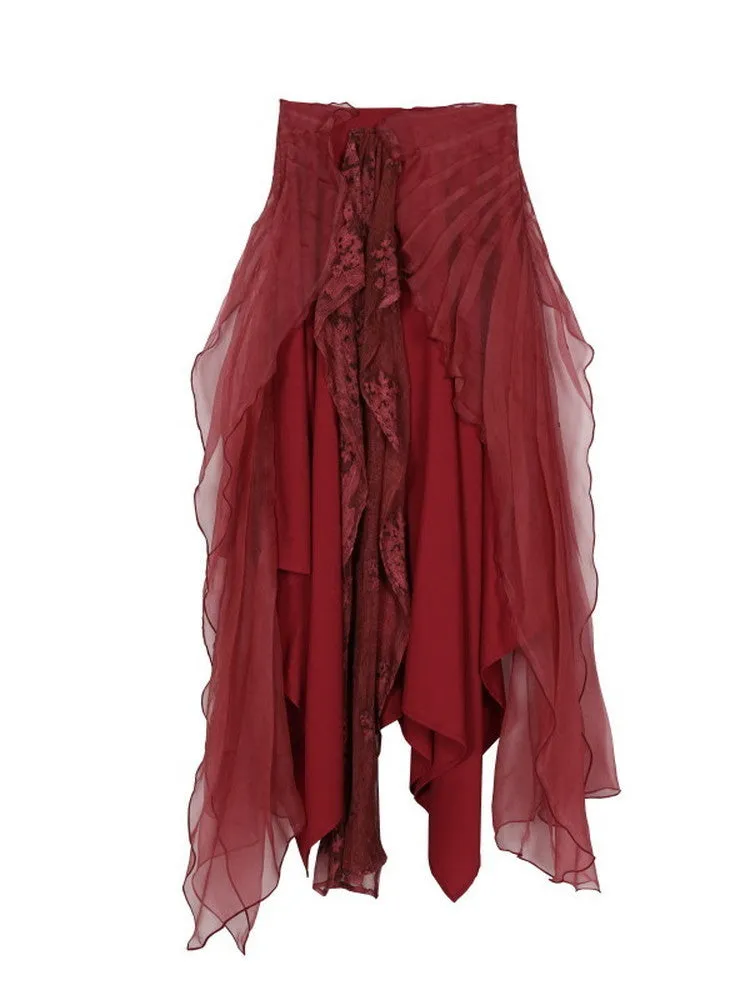 Set-Up Cicid Ciffon Chic Bare-Top Tops＆Long-Skirt