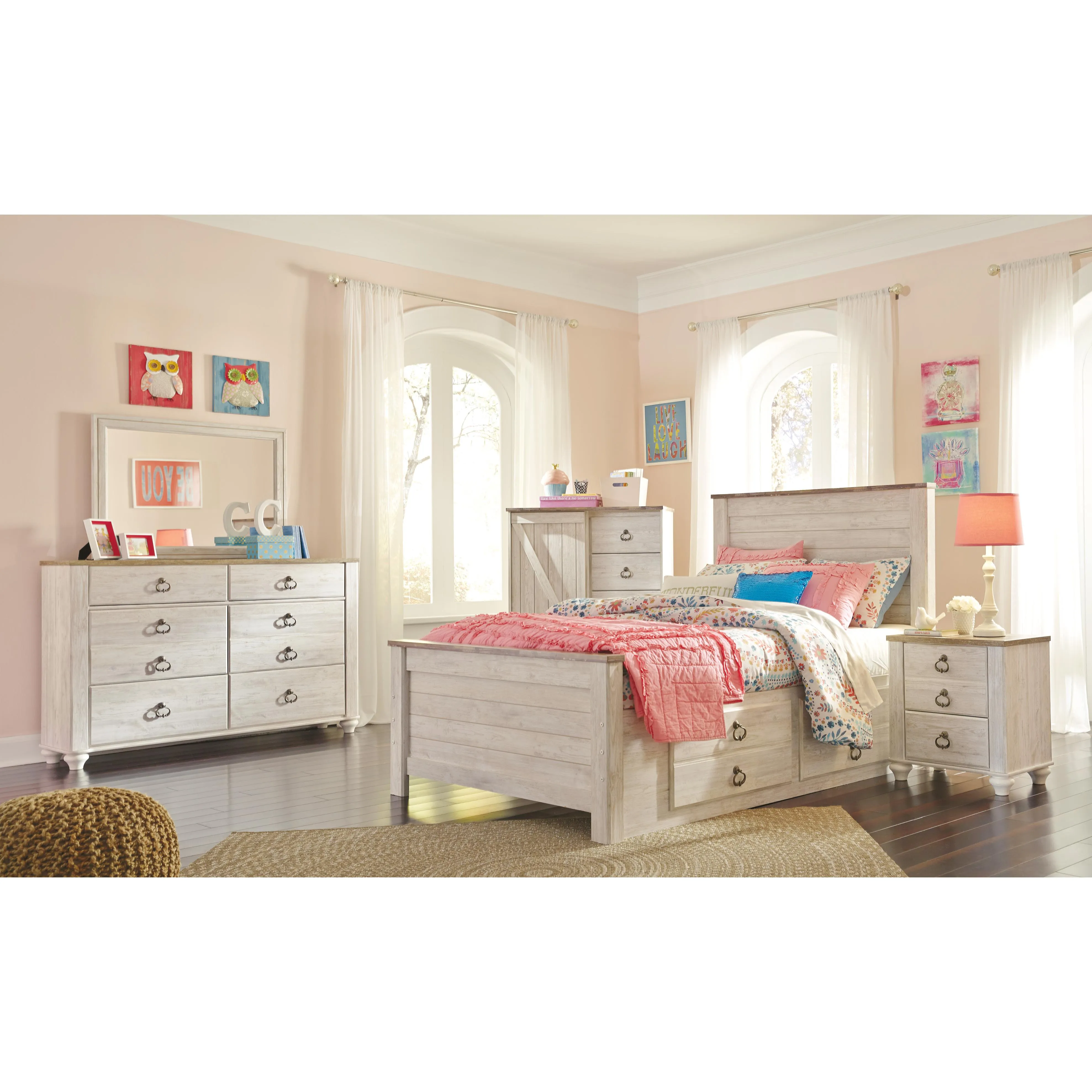 Signature Design by Ashley Willowton B267B22 Full Panel Bed with 2 Storage Drawers