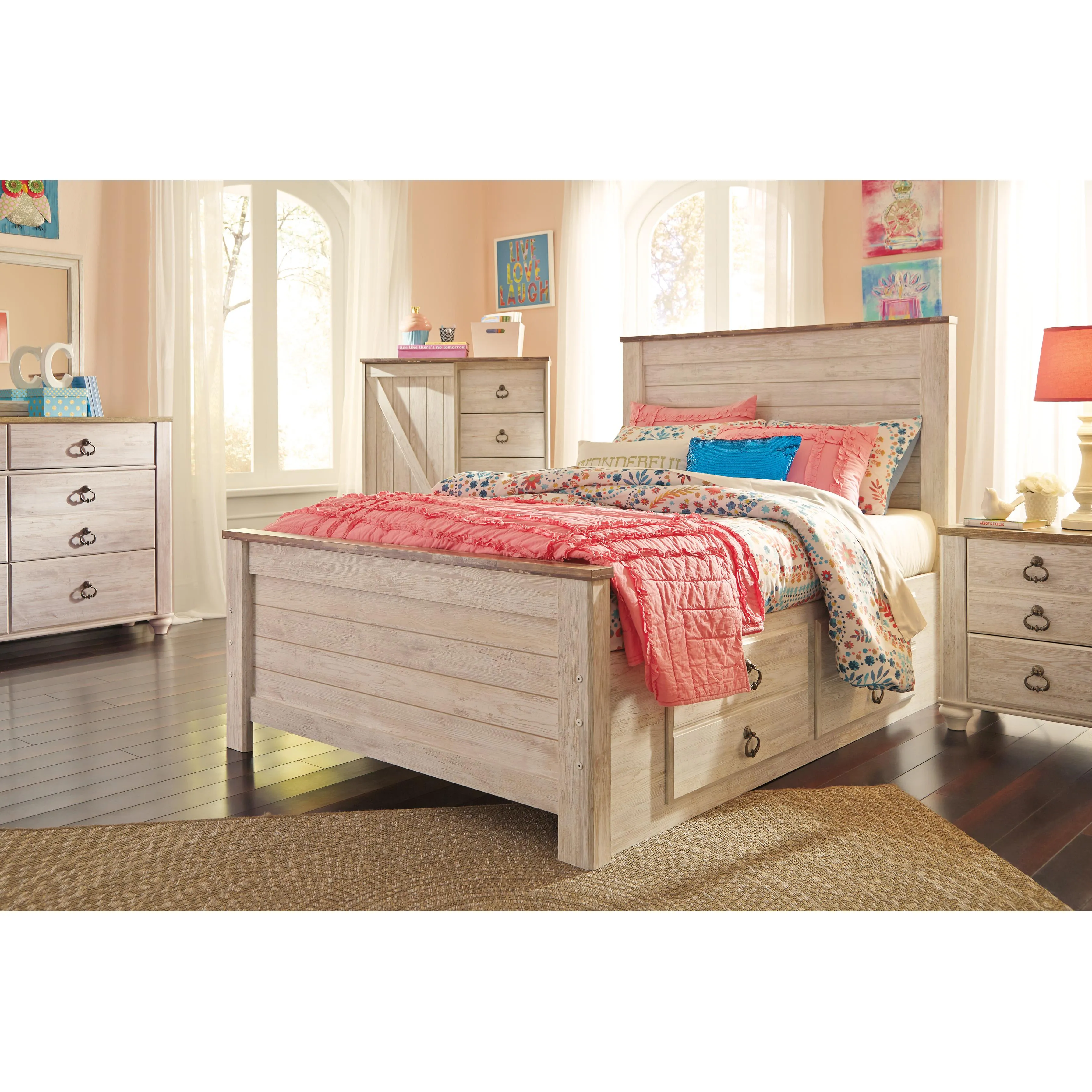 Signature Design by Ashley Willowton B267B22 Full Panel Bed with 2 Storage Drawers