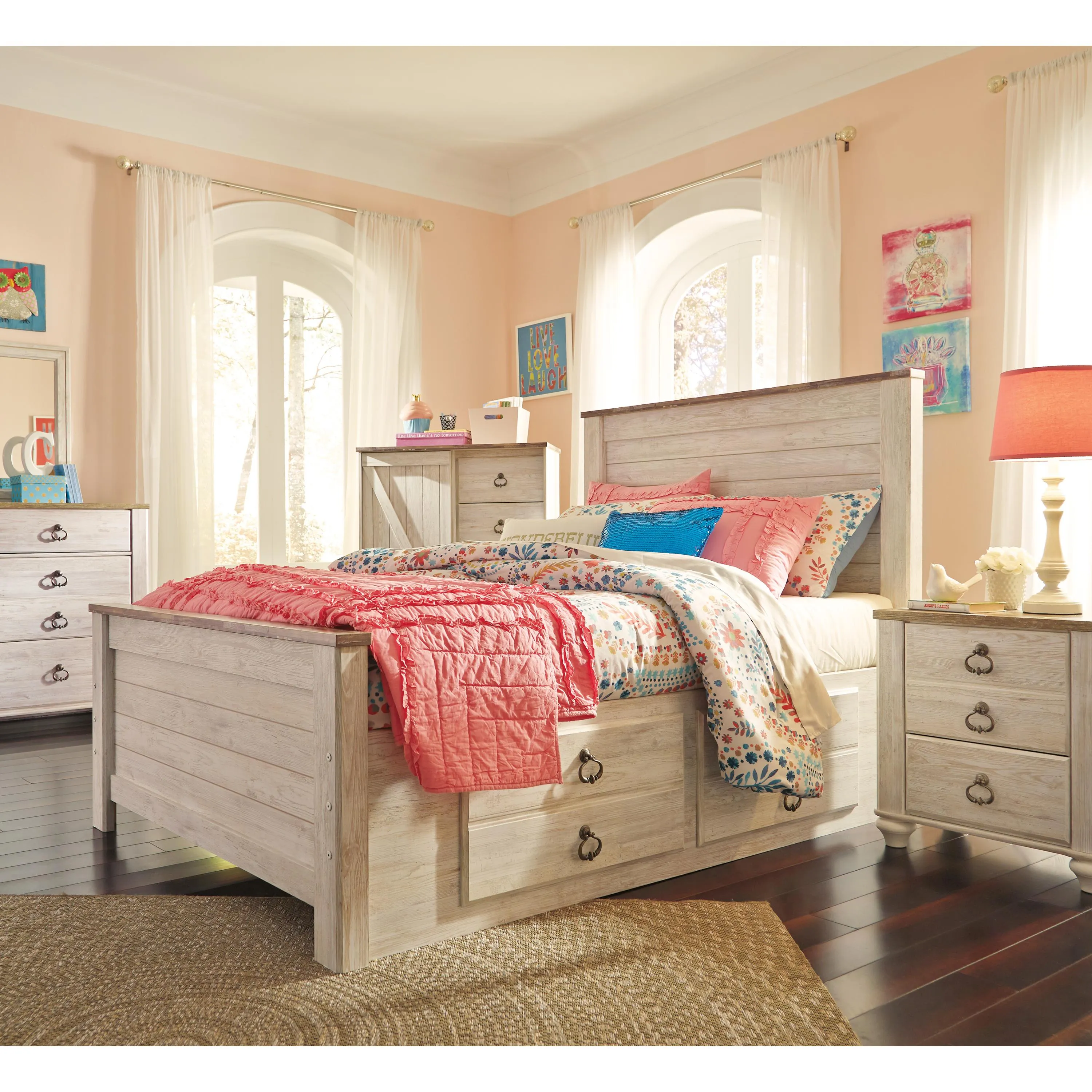 Signature Design by Ashley Willowton B267B22 Full Panel Bed with 2 Storage Drawers