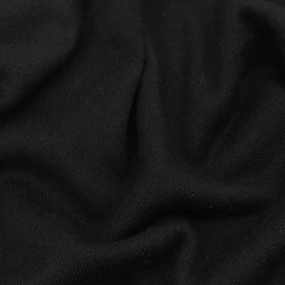 Simple Black Solid Stretch Cotton Terry Knit Fabric