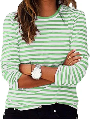 Stripe Sweatshirts for Women Long Sleeve Crew Neck Sweatshirt Color Block Sweatshirt Oversized Sweatshirt Pullover