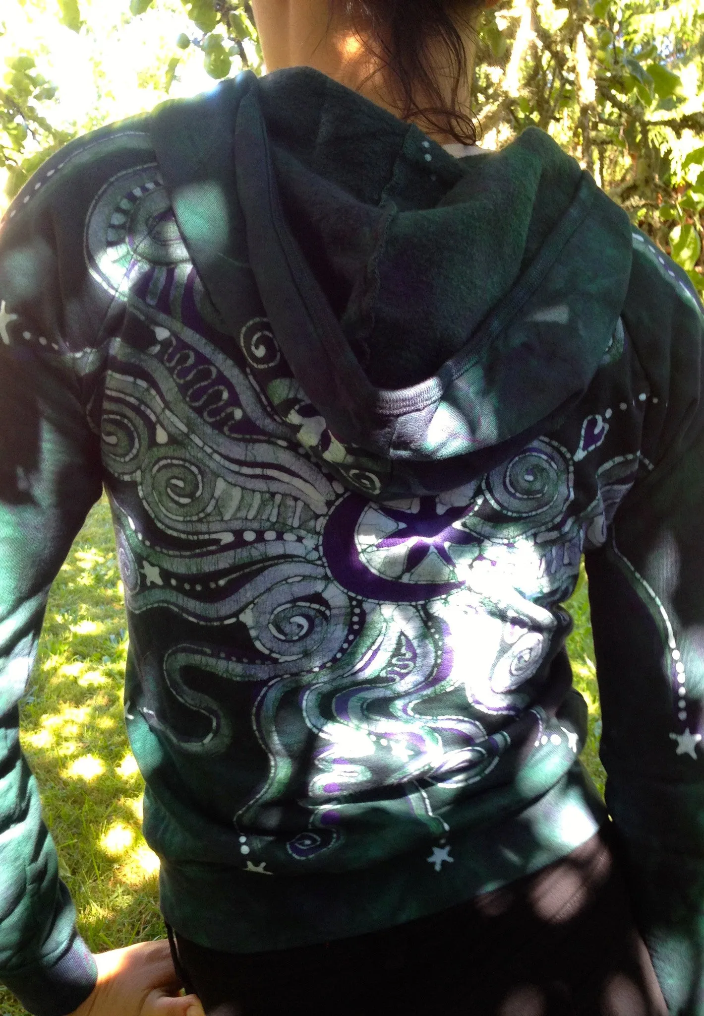 Teal and Purple Batik Star Hoodie