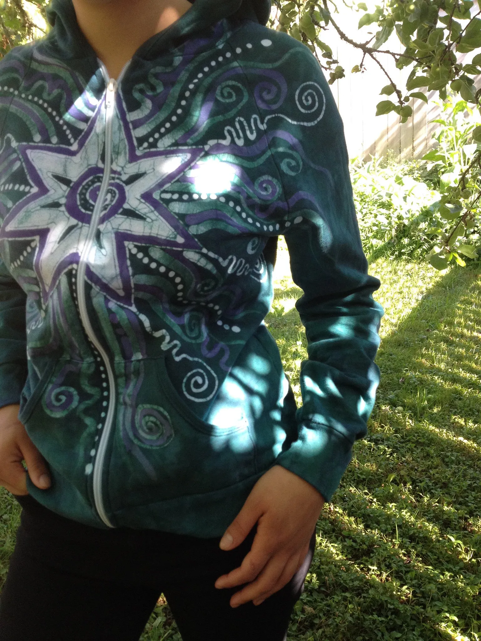 Teal and Purple Batik Star Hoodie