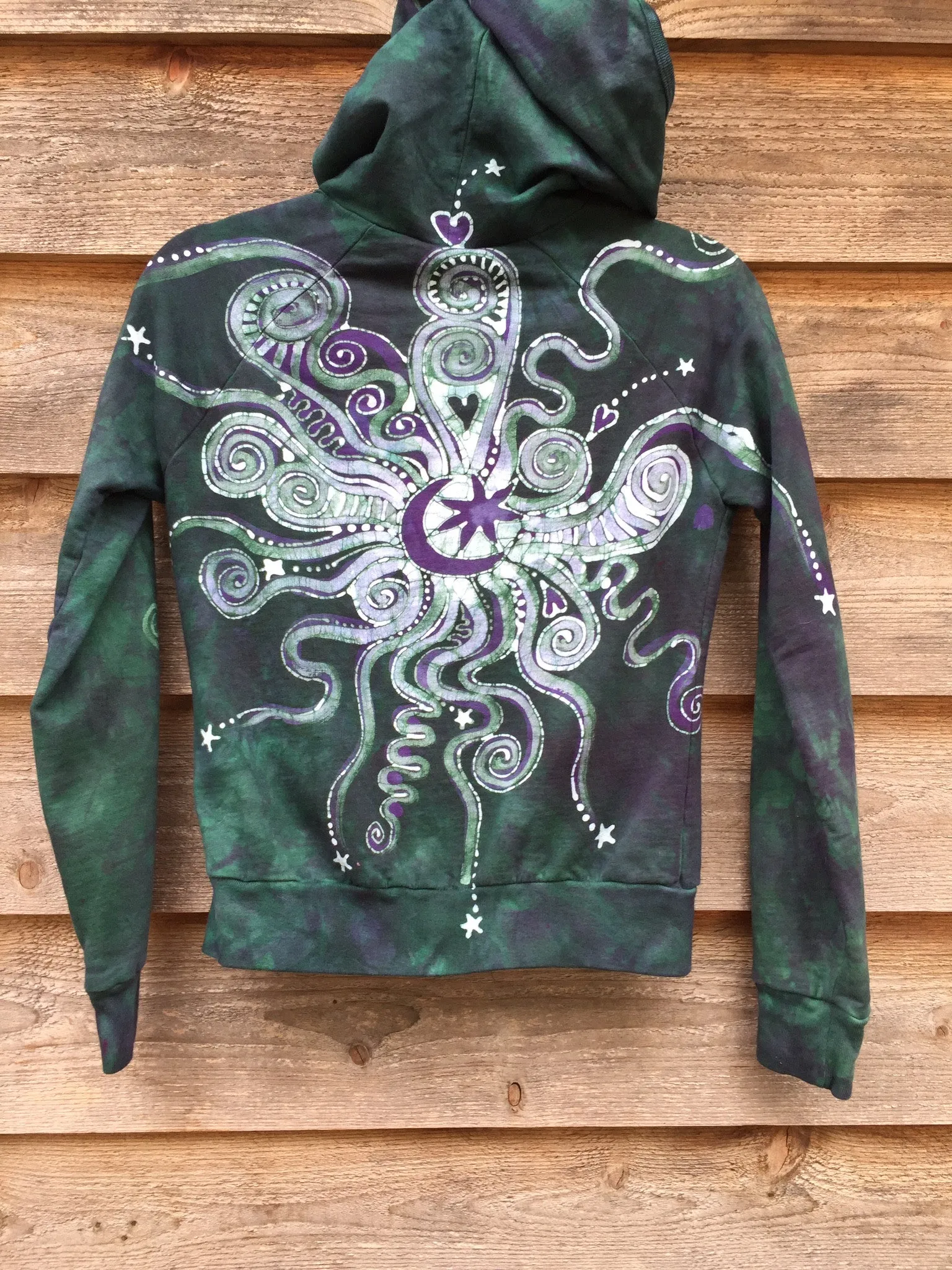 Teal and Purple Batik Star Hoodie
