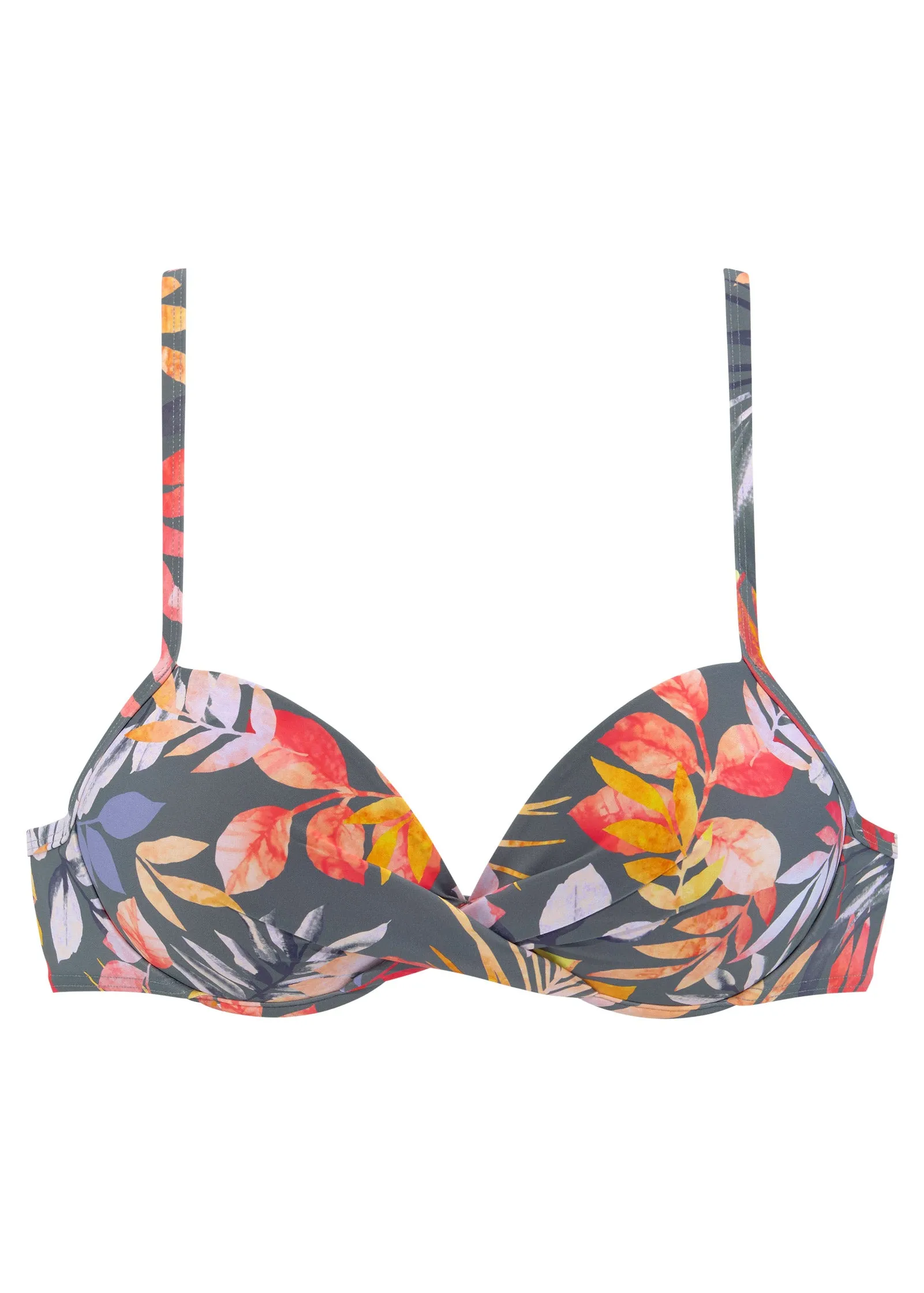 Twist-Front Underwire Top - Grey Floral