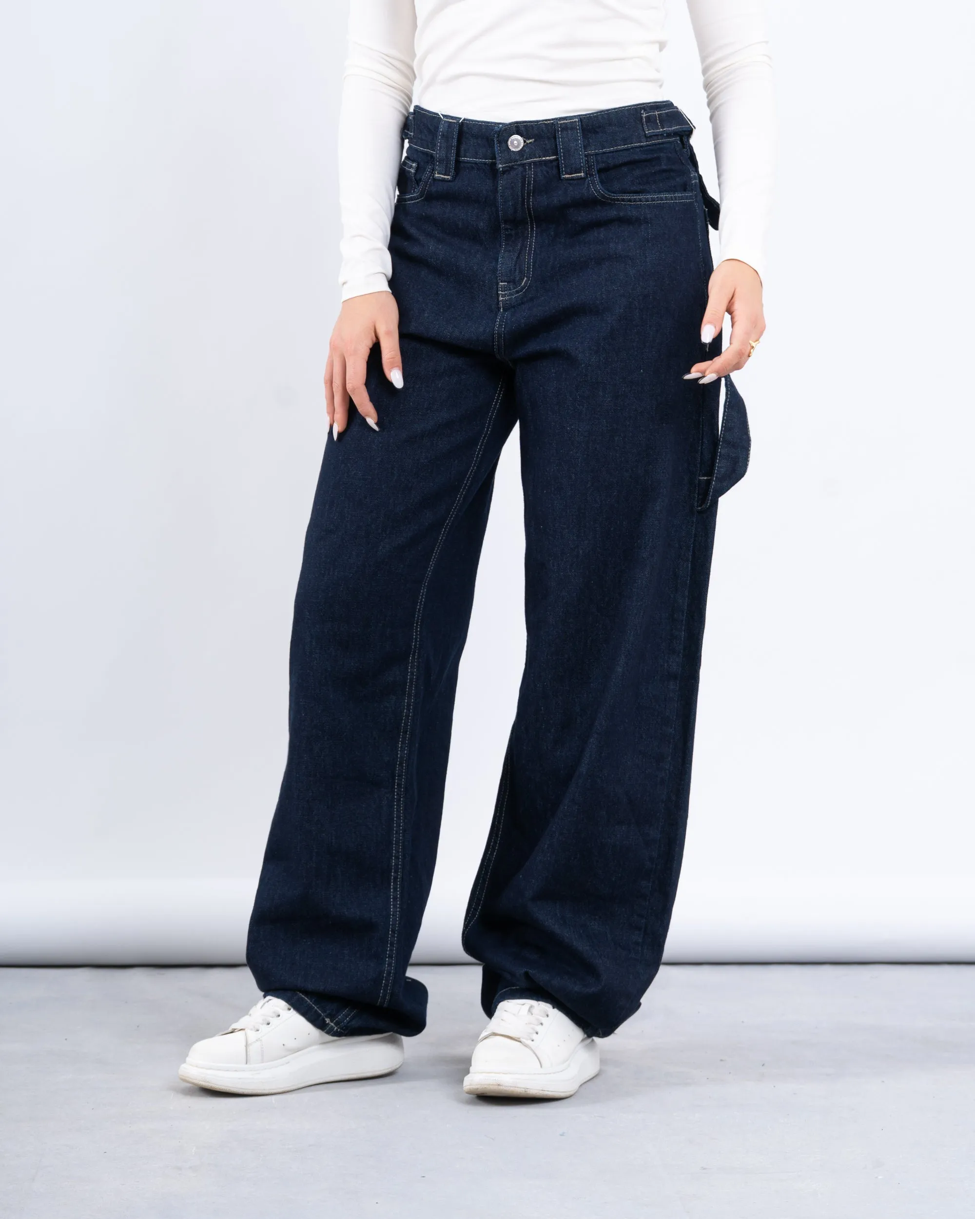 Utility Wide-Leg Denim Pants