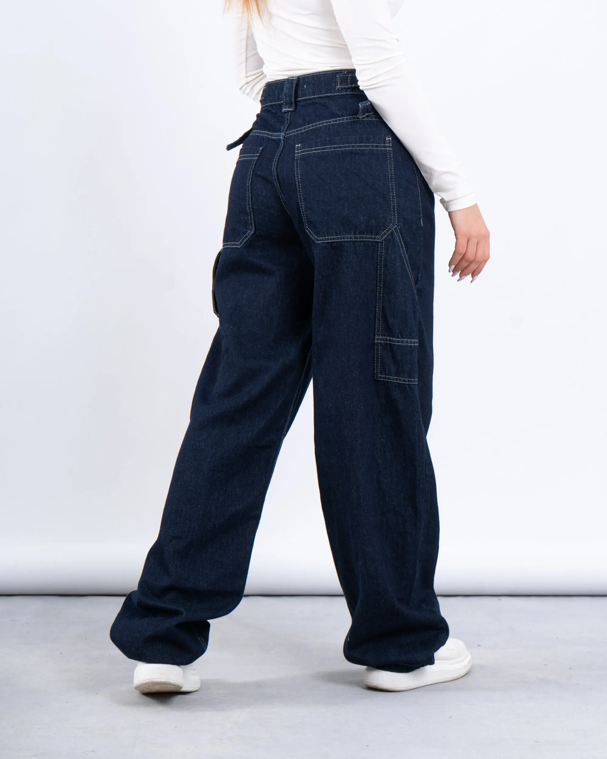 Utility Wide-Leg Denim Pants