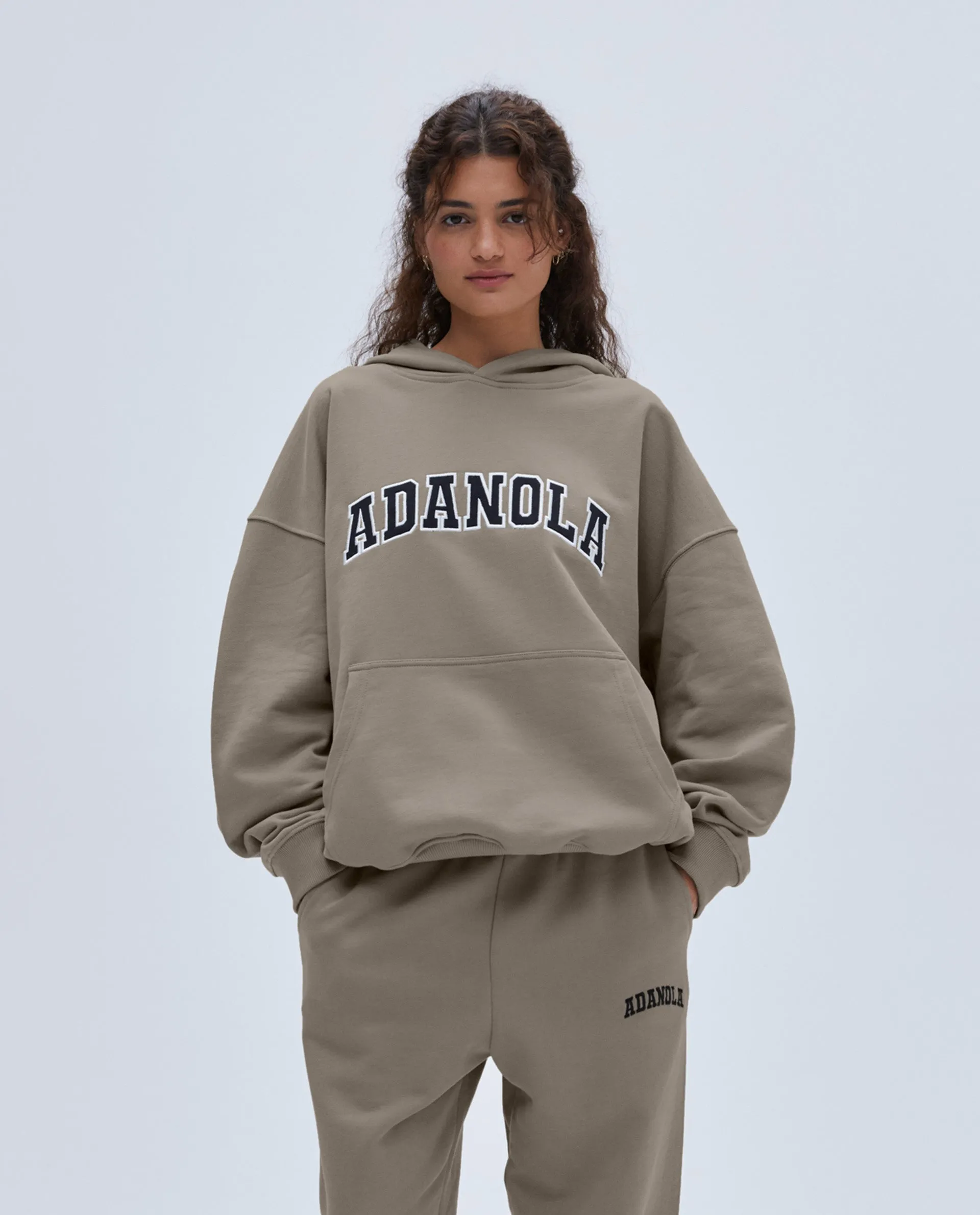Varsity Oversized Hoodie - Clay Beige