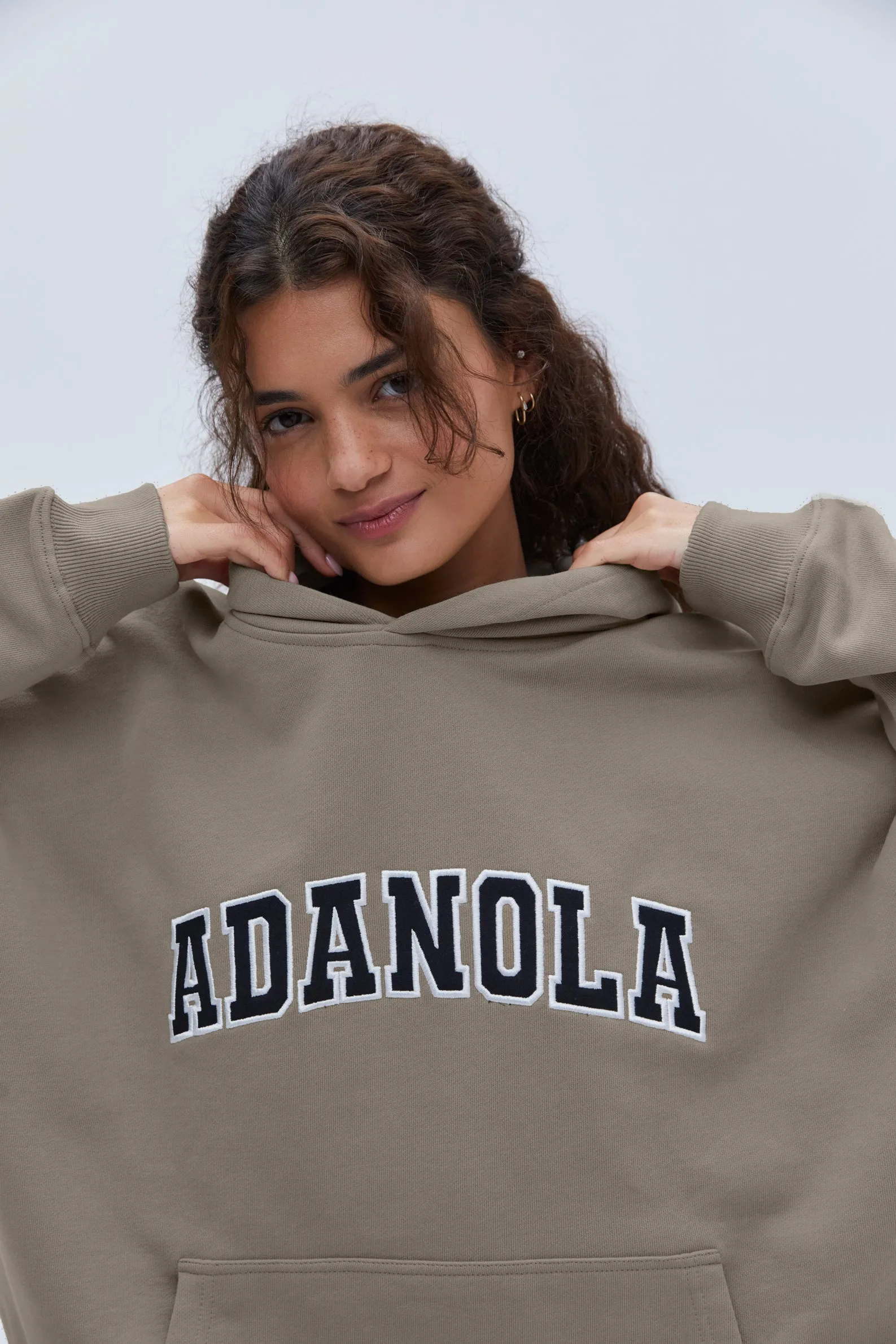 Varsity Oversized Hoodie - Clay Beige