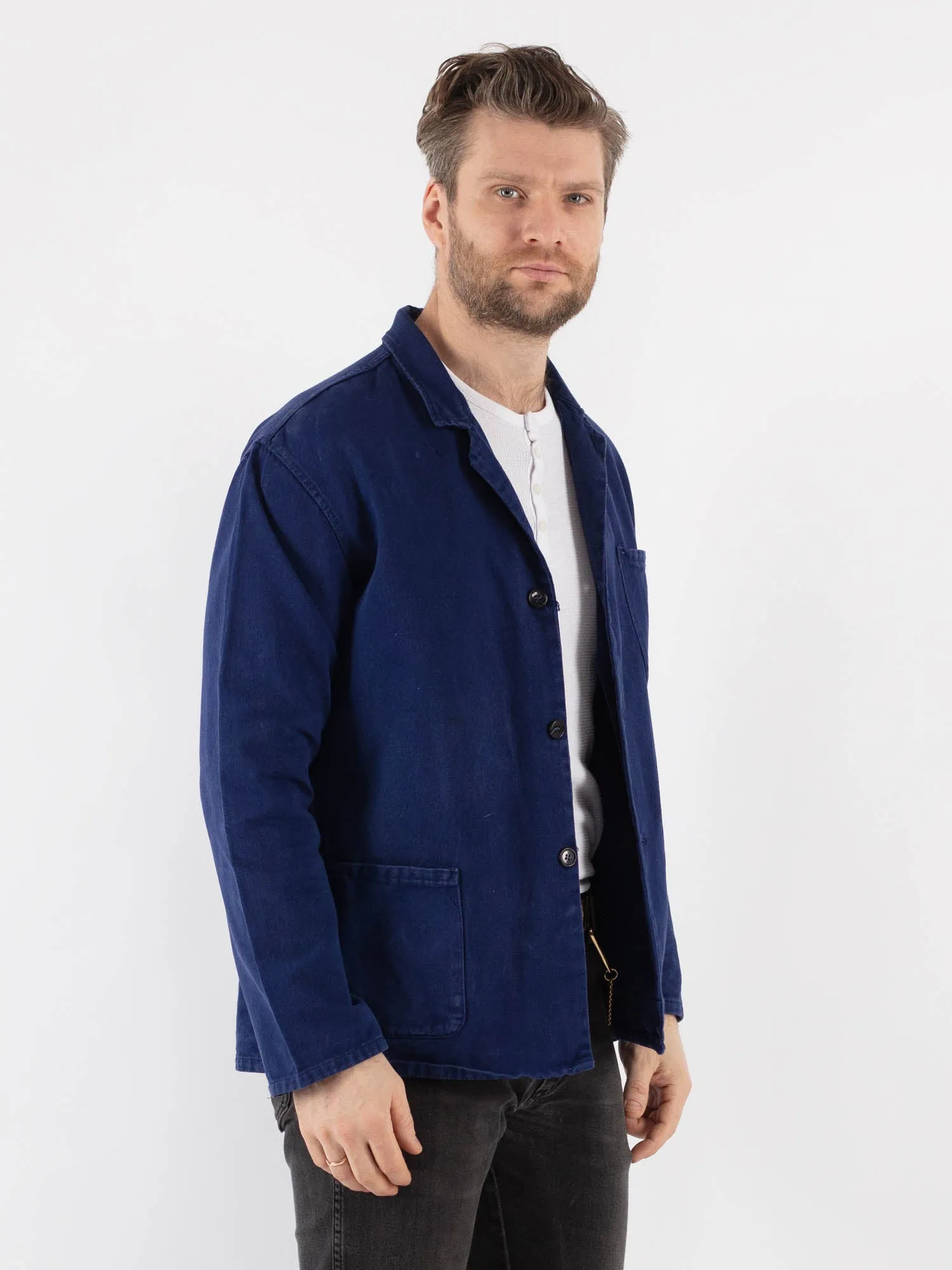 Vintage 60's Men Sanfor Work Jacket in Blue