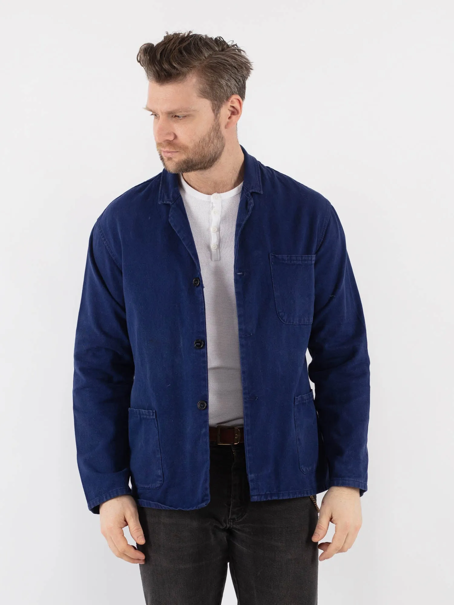 Vintage 60's Men Sanfor Work Jacket in Blue