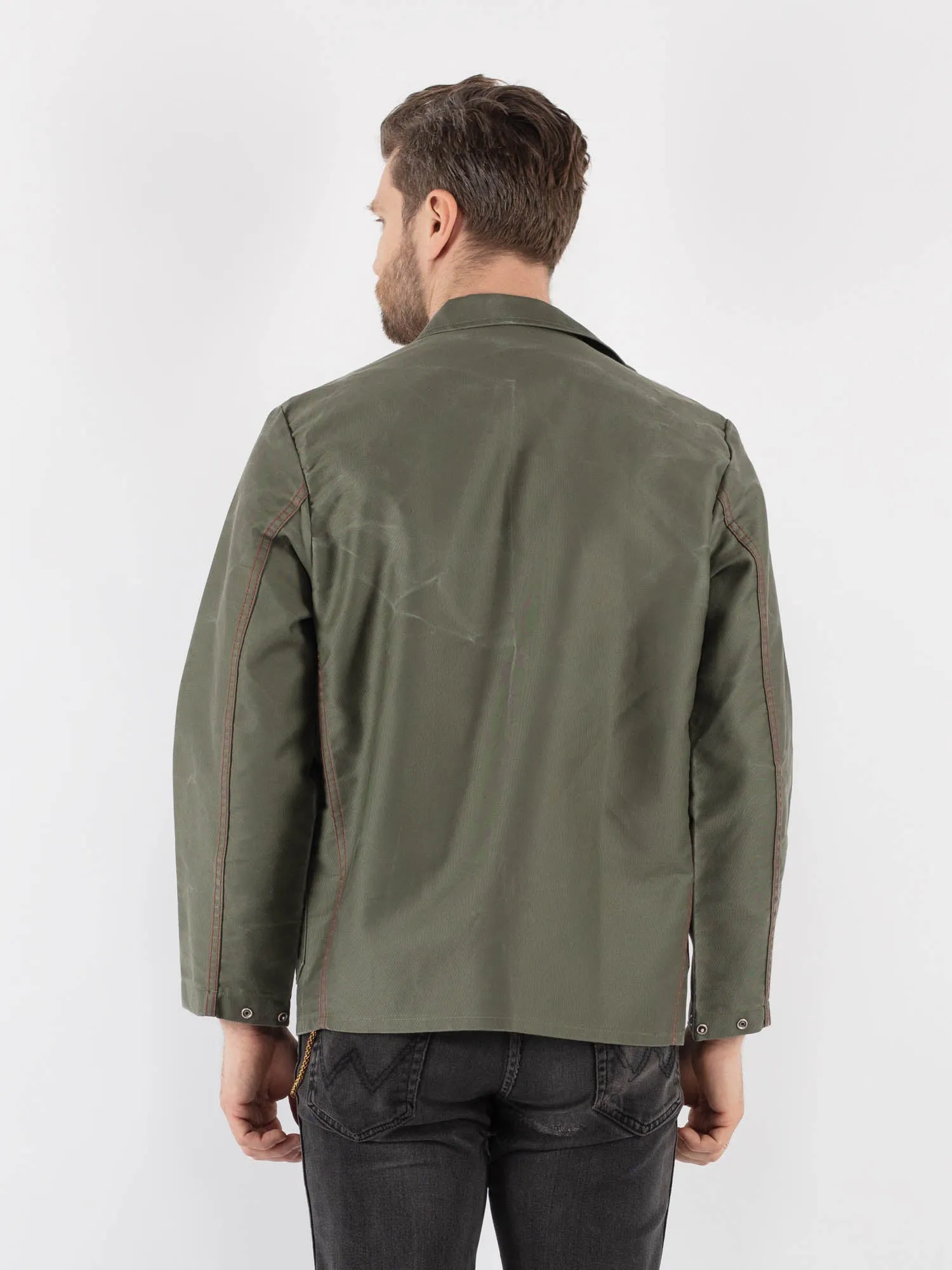 Vintage 70's Men Moleskin Work Jacket in Khaki