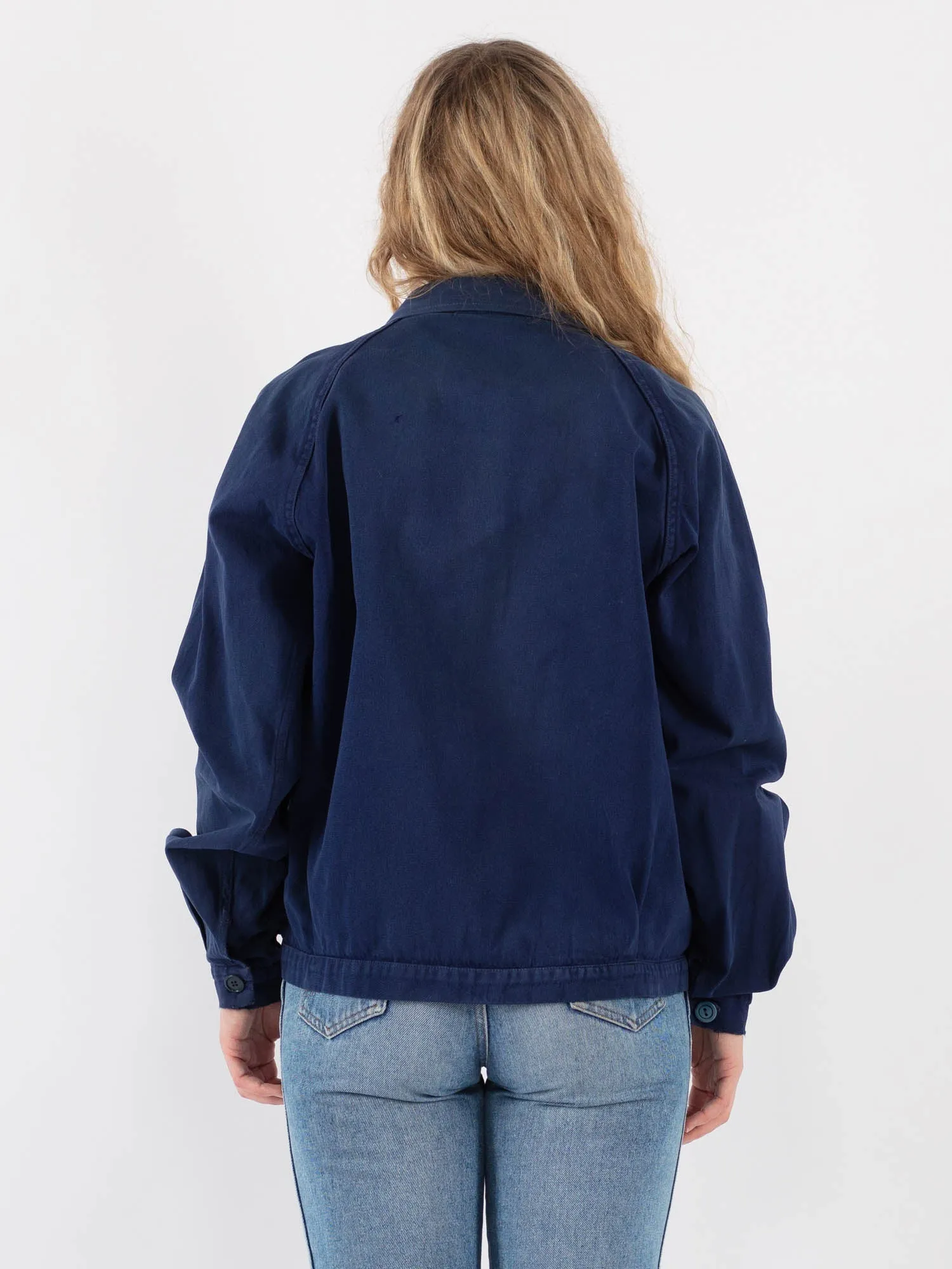 Vintage 70's Women Cropped Work Jacket in Blue