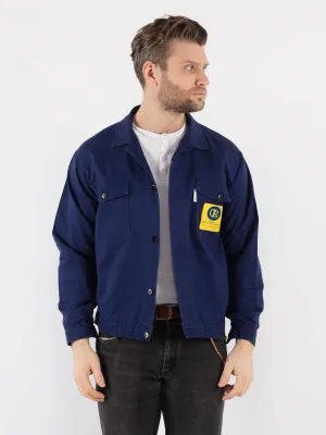 Vintage 80's Men Cropped Italian Work Jacket in Blue