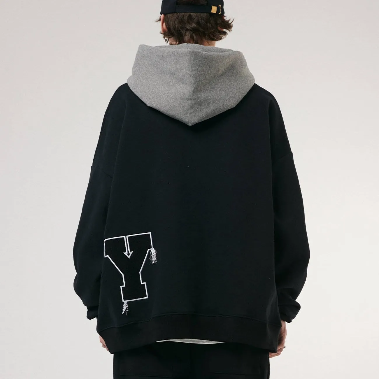 WLS Tassel Embroidery Letters Print Hoodie