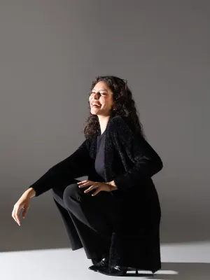 Women Black Longline Shrug