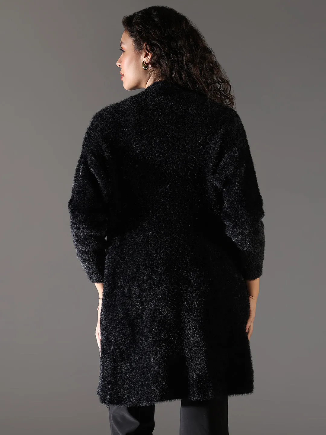 Women Black Longline Shrug
