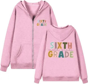 Womens Hoodies Letter Print Drawstring Long Sleeve Hooded Sweatshirt Autumn Casual Coat Zip Up Jackets with Pocketes