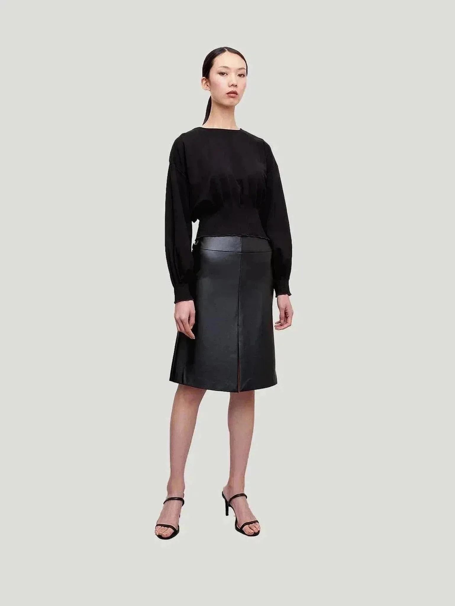 Women’s Leather Knee-Length Skirt | High-Quality Leather | Edgy & Classic Style for Versatile Outfits | One Posh Closet