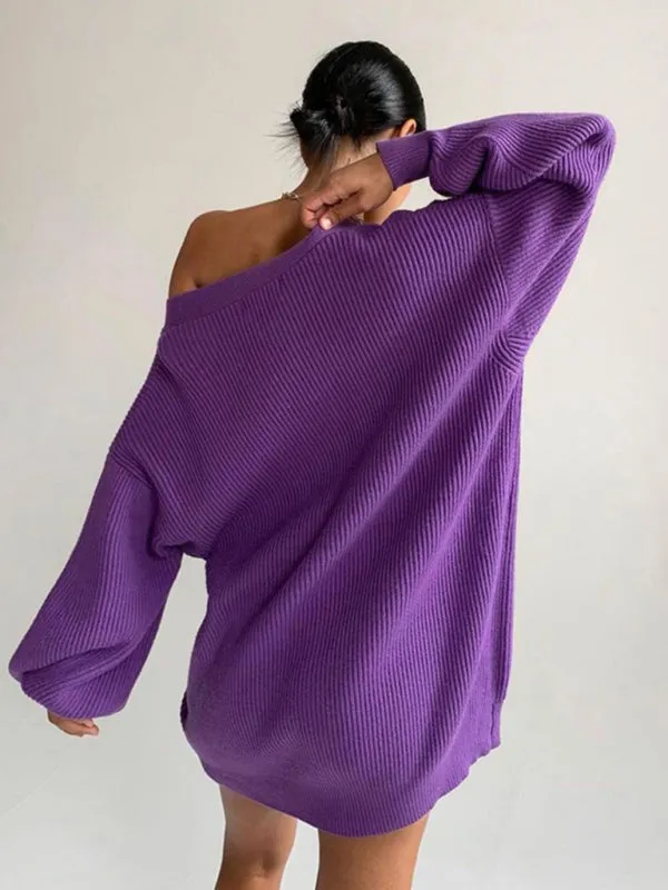 Women's Oversized Baggy Fit Ribbed Button Up Cardigan Sleeves