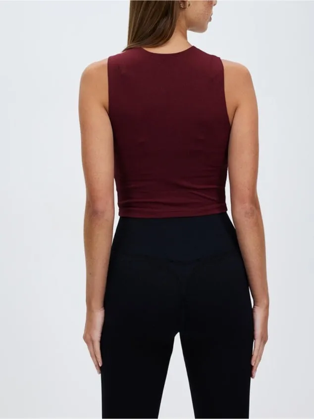 Women’s Sexy Sleeveless Racer Back Tank Wine Red Tops Halter Neck Crop Tops by Kaja Clothing - Mag Top