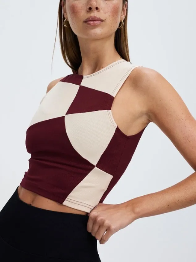 Women’s Sexy Sleeveless Racer Back Tank Wine Red Tops Halter Neck Crop Tops by Kaja Clothing - Mag Top
