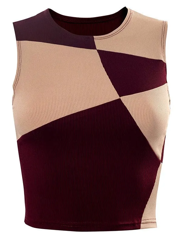 Women’s Sexy Sleeveless Racer Back Tank Wine Red Tops Halter Neck Crop Tops by Kaja Clothing - Mag Top