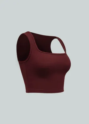 Womens Square Neck Sleeveless Ribbed Crop Tank Top