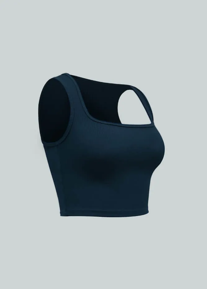 Womens Square Neck Sleeveless Ribbed Crop Tank Top
