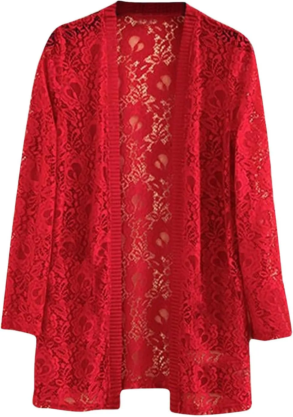 Women's Summer Lightweight Lace Cardigans Open Front 3/4 Sleeve Sheer Crochet Sweaters Cover Up Shrugs Kimono