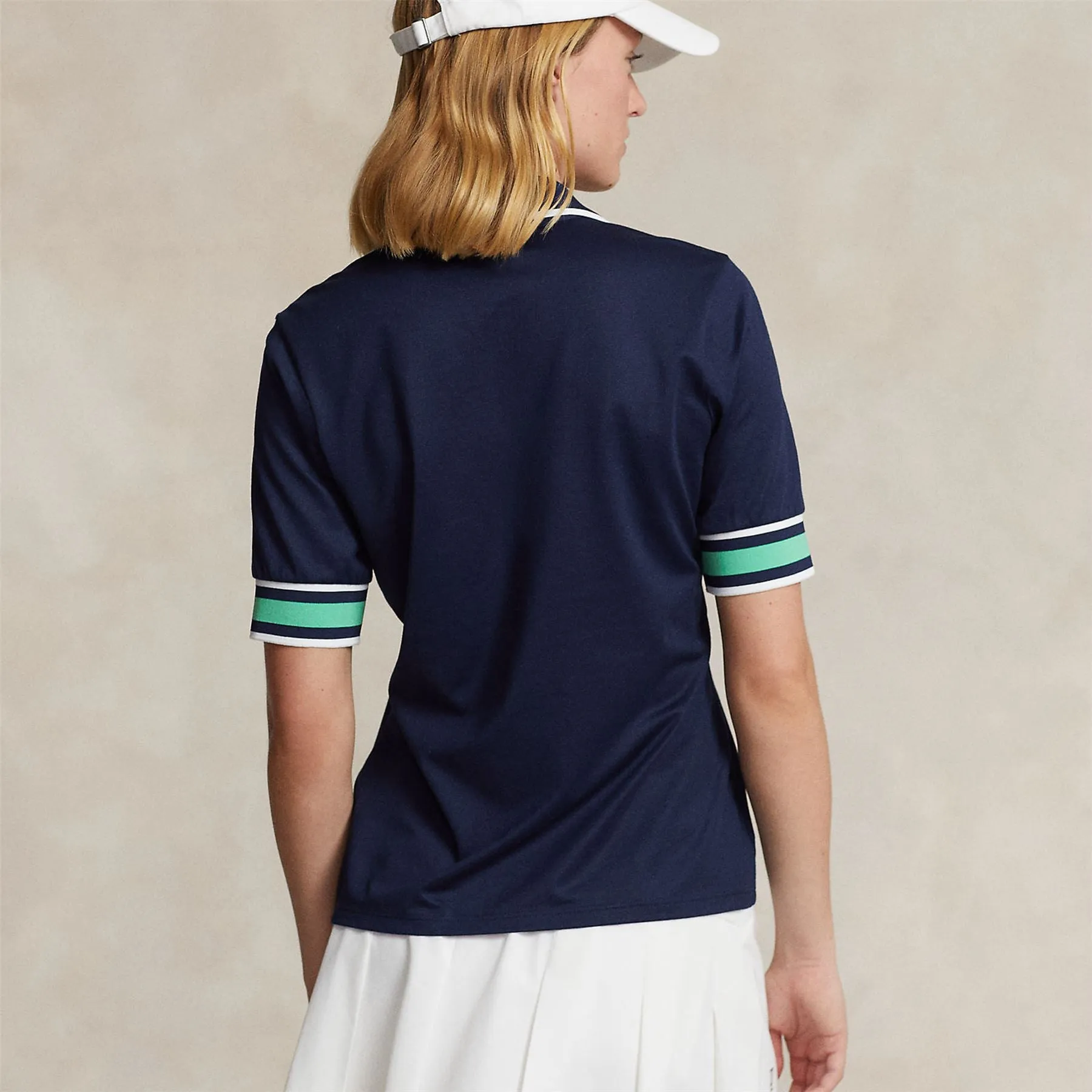 Womens Tailored Fit Cricket Polo Shirt Refined Navy/Course Green/Ceramic White - SS24