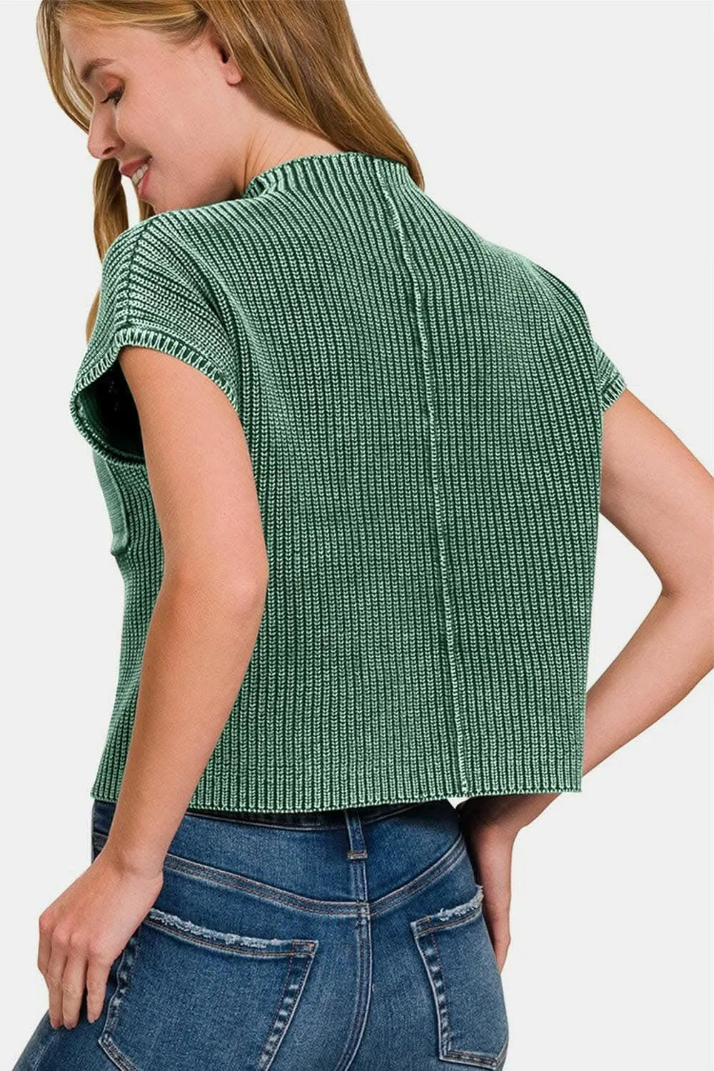 Zenana cropped mock neck sweater